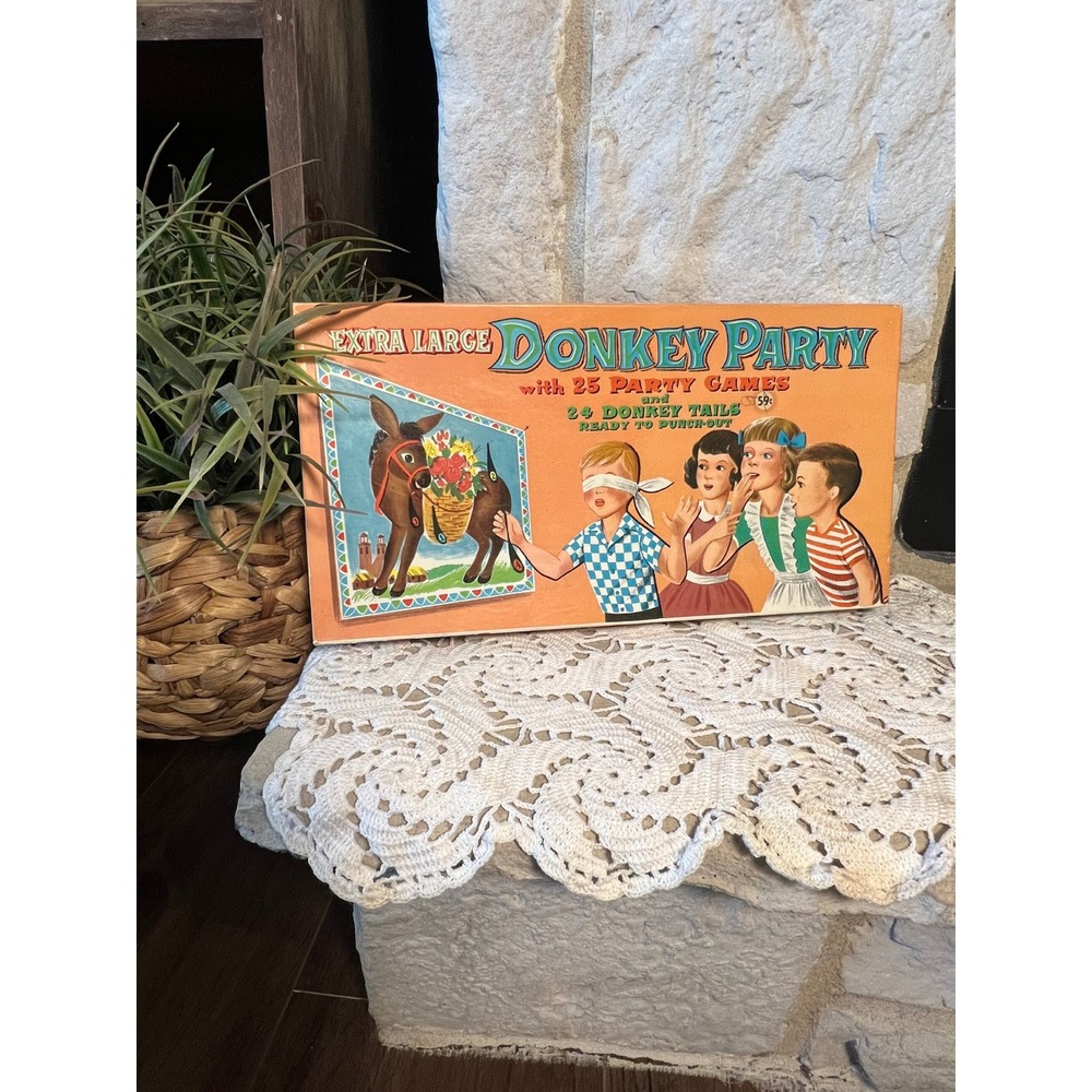 Vintage Extra Large Donkey Party Game 25 Party Games 24 Donkey Tails Whitman 50s